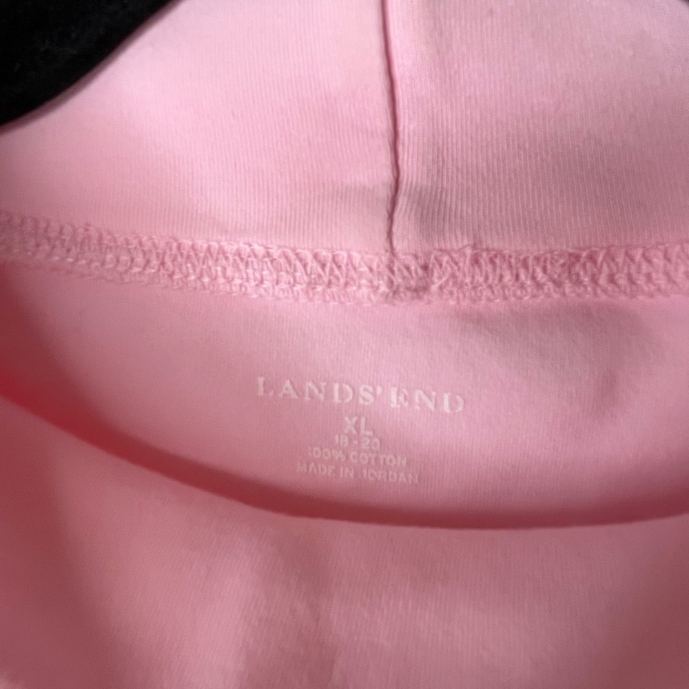 Lands’ End Pink Mock Neck Long Sleeve Shirt 100% Cotton Women’s Size XL - Picture 2 of 5